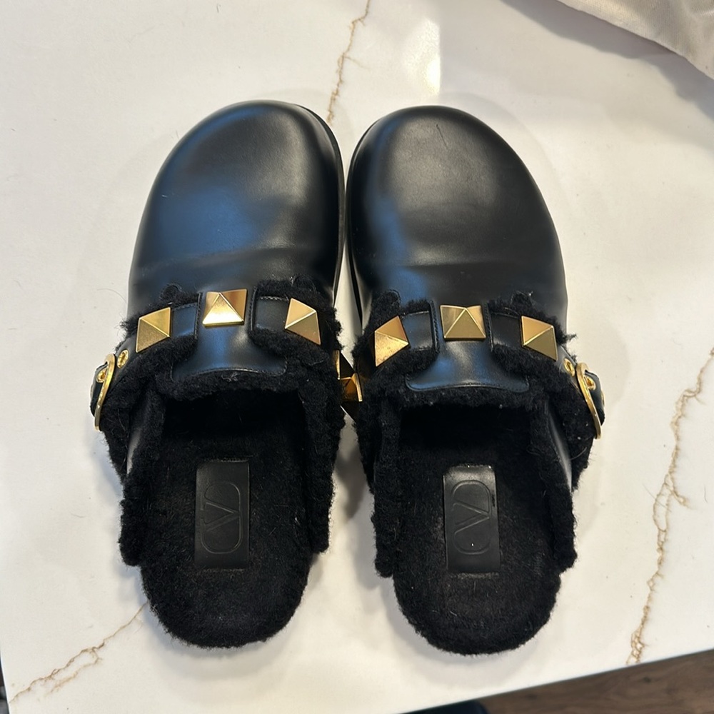 Valentino Shearling studded mule 7.5